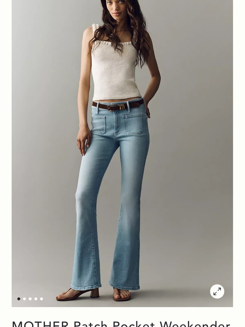 MOTHER Light Blue Flared Patch-Pocket Jeans
